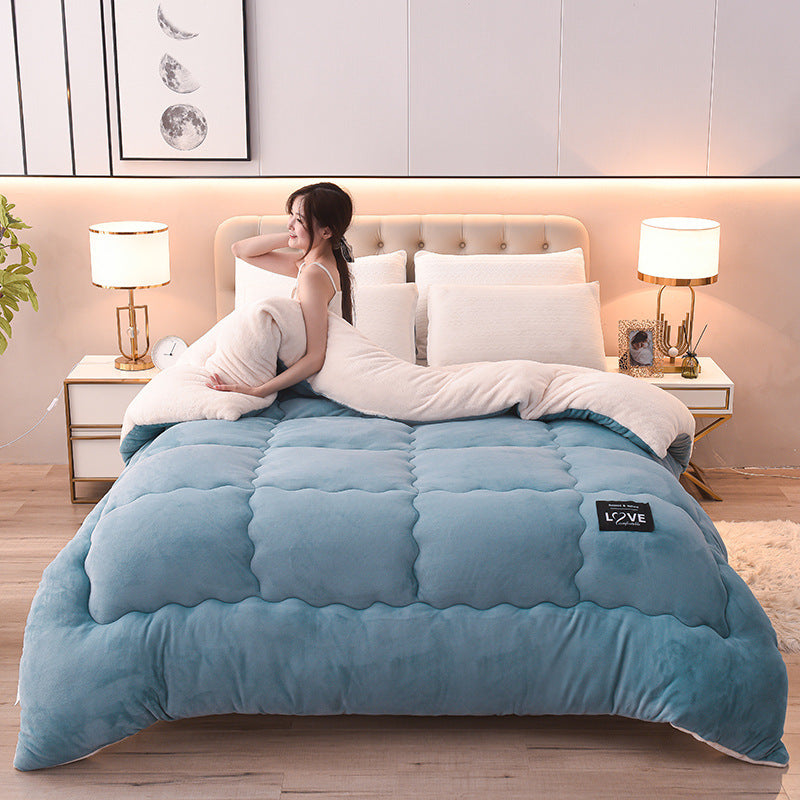 HKM-552723 Thick Lambskin Winter Duvet Insert with Double-Sided Velvet Lambswool Quilt