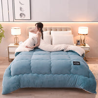 HKM-552723 Thick Lambskin Winter Duvet Insert with Double-Sided Velvet Lambswool Quilt