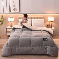 HKM-552723 Thick Lambskin Winter Duvet Insert with Double-Sided Velvet Lambswool Quilt