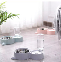 HKM-552915 Dual Bowl Automatic Pet Water and Food Dispenser with Easy Clean Design