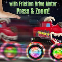 HKM-553043 Friction Monster Truck Toy with LED Light Wheels for Kids, Suitable for Ages 2 to 13