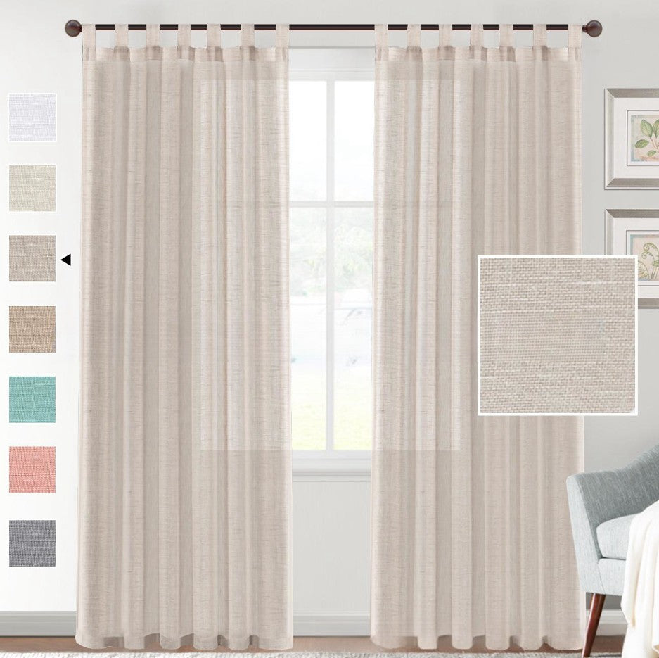 HKM-553107 Transparent Linen Yarn Curtain Window Screen - Semi-Sunshade in Various Colors and Styles