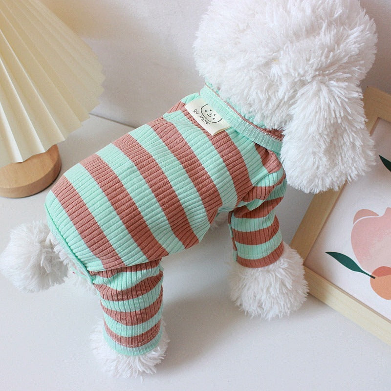 HKM-553171 Summer & Spring Cotton Four-Legged Casual Pet Clothes in Striped Designs