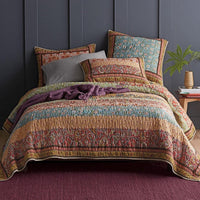 HKM-553235 Urban Stripe 3-Piece Cotton Bed Cover Set with Floral Design for 2.0m Bed