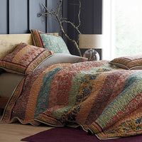 HKM-553235 Urban Stripe 3-Piece Cotton Bed Cover Set with Floral Design for 2.0m Bed
