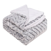 HKM-553363 Double-Sided Thickened Flannel Lamb Wool Composite Blanket - Geometric and Floral Prints in Various Colors