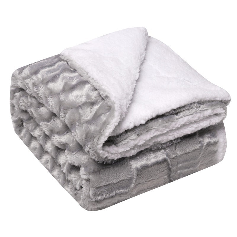 KTX-553363 Double-Sided Thickened Flannel Lamb Wool Composite Blanket - Geometric and Floral Prints in Various Colors