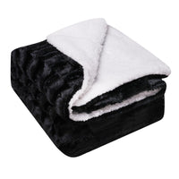 HKM-553363 Double-Sided Thickened Flannel Lamb Wool Composite Blanket - Geometric and Floral Prints in Various Colors