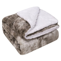 HKM-553363 Double-Sided Thickened Flannel Lamb Wool Composite Blanket - Geometric and Floral Prints in Various Colors