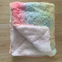 HKM-553363 Double-Sided Thickened Flannel Lamb Wool Composite Blanket - Geometric and Floral Prints in Various Colors