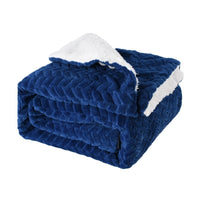 HKM-553363 Double-Sided Thickened Flannel Lamb Wool Composite Blanket - Geometric and Floral Prints in Various Colors