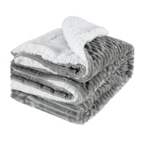 HKM-553363 Double-Sided Thickened Flannel Lamb Wool Composite Blanket - Geometric and Floral Prints in Various Colors