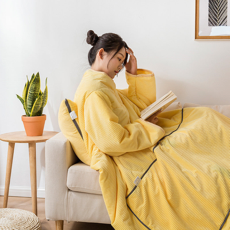 HKM-553363 Magic Velvet Lazy Quilt - Solid Color Thermal Blanket for Autumn and Winter, Various Sizes Available