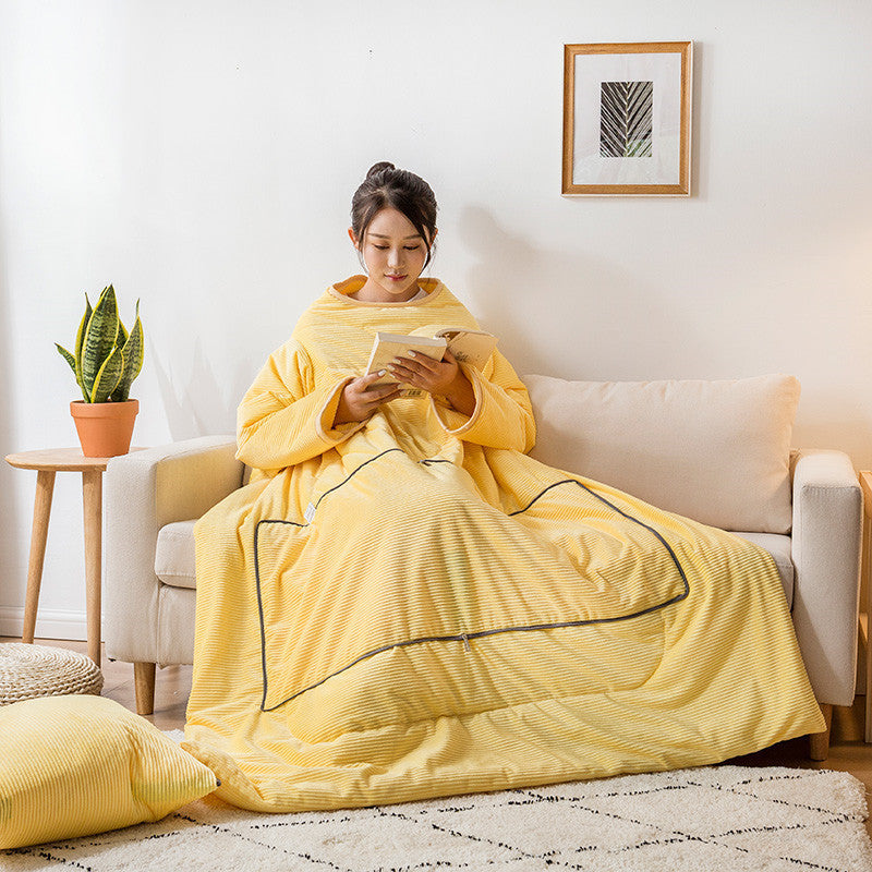 HKM-553363 Magic Velvet Lazy Quilt - Solid Color Thermal Blanket for Autumn and Winter, Various Sizes Available