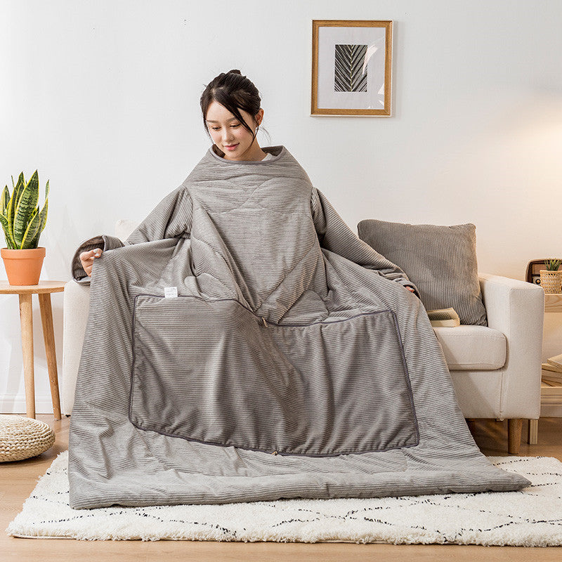 HKM-553363 Magic Velvet Lazy Quilt - Solid Color Thermal Blanket for Autumn and Winter, Various Sizes Available