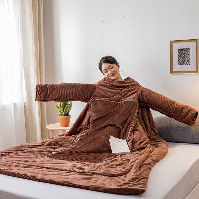 HKM-553363 Magic Velvet Lazy Quilt - Solid Color Thermal Blanket for Autumn and Winter, Various Sizes Available