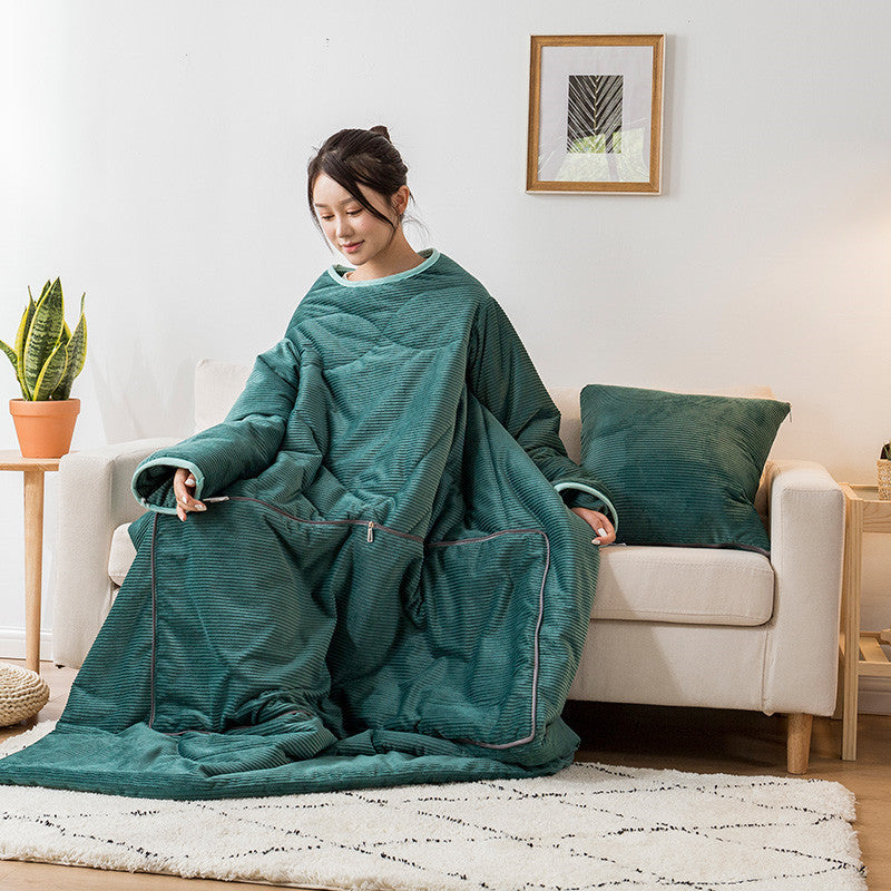 HKM-553363 Magic Velvet Lazy Quilt - Solid Color Thermal Blanket for Autumn and Winter, Various Sizes Available