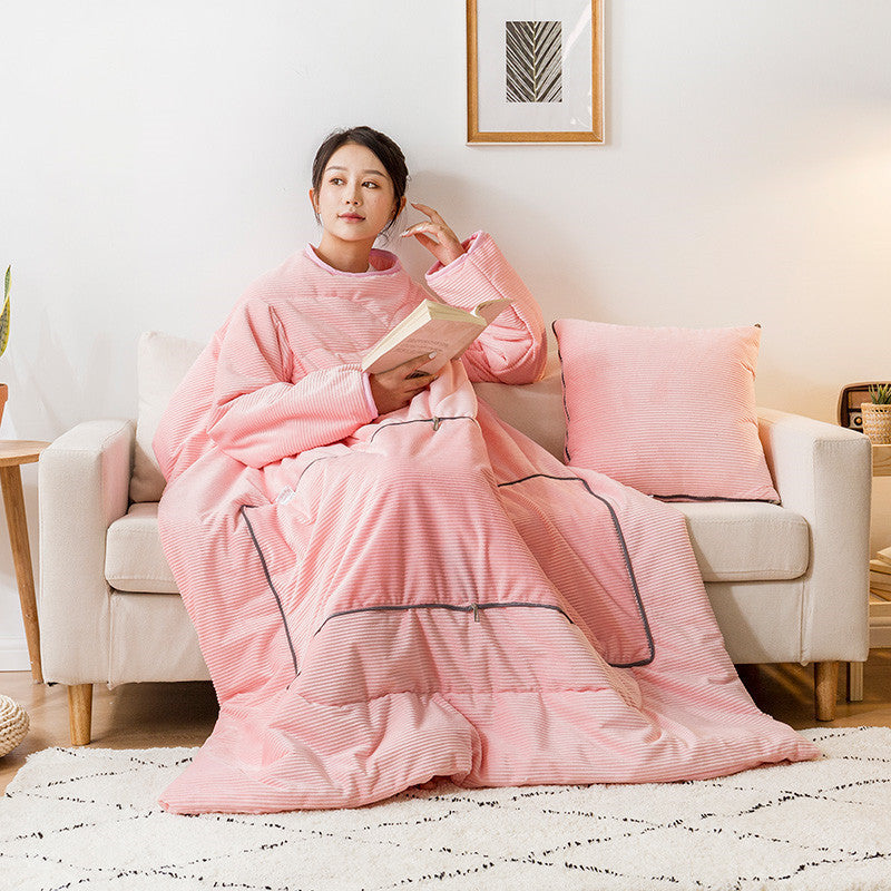 HKM-553363 Magic Velvet Lazy Quilt - Solid Color Thermal Blanket for Autumn and Winter, Various Sizes Available