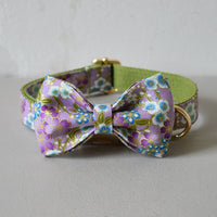 HKM-553427 Fashionable Cotton Dog Leash and Collar Set with Bow Design