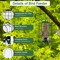 HKM-553491 Squirrel-Proof Outdoor Bird Feeder with 4 Feeding Ports for Small Songbirds