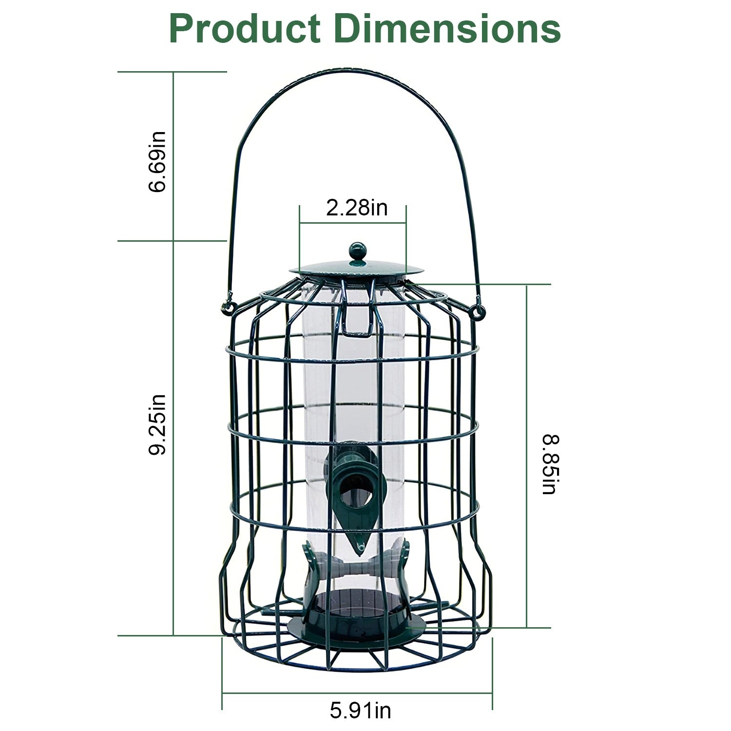 HKM-553491 Squirrel-Proof Outdoor Bird Feeder with 4 Feeding Ports for Small Songbirds