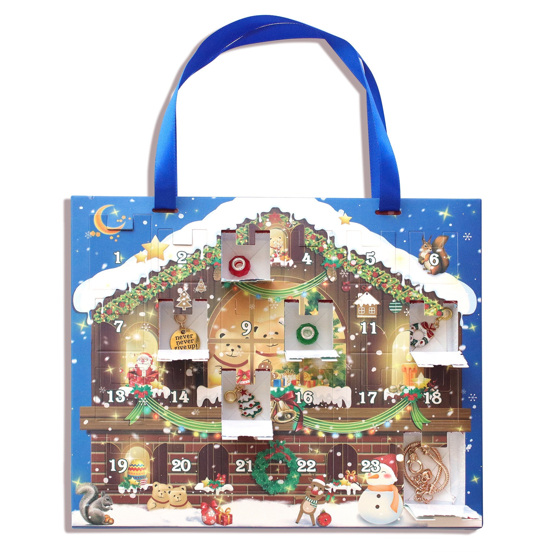 HKM-553683 24-Grid Christmas Countdown Calendar with Handmade Bracelet Gift Box for Children