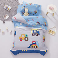 HKM-553875 Children's Cotton Quilt Set - Three-Piece Bedding with Fun Dinosaur and Animal Designs