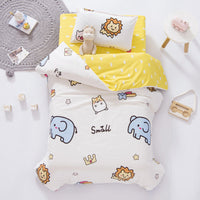 HKM-553875 Children's Cotton Quilt Set - Three-Piece Bedding with Fun Dinosaur and Animal Designs