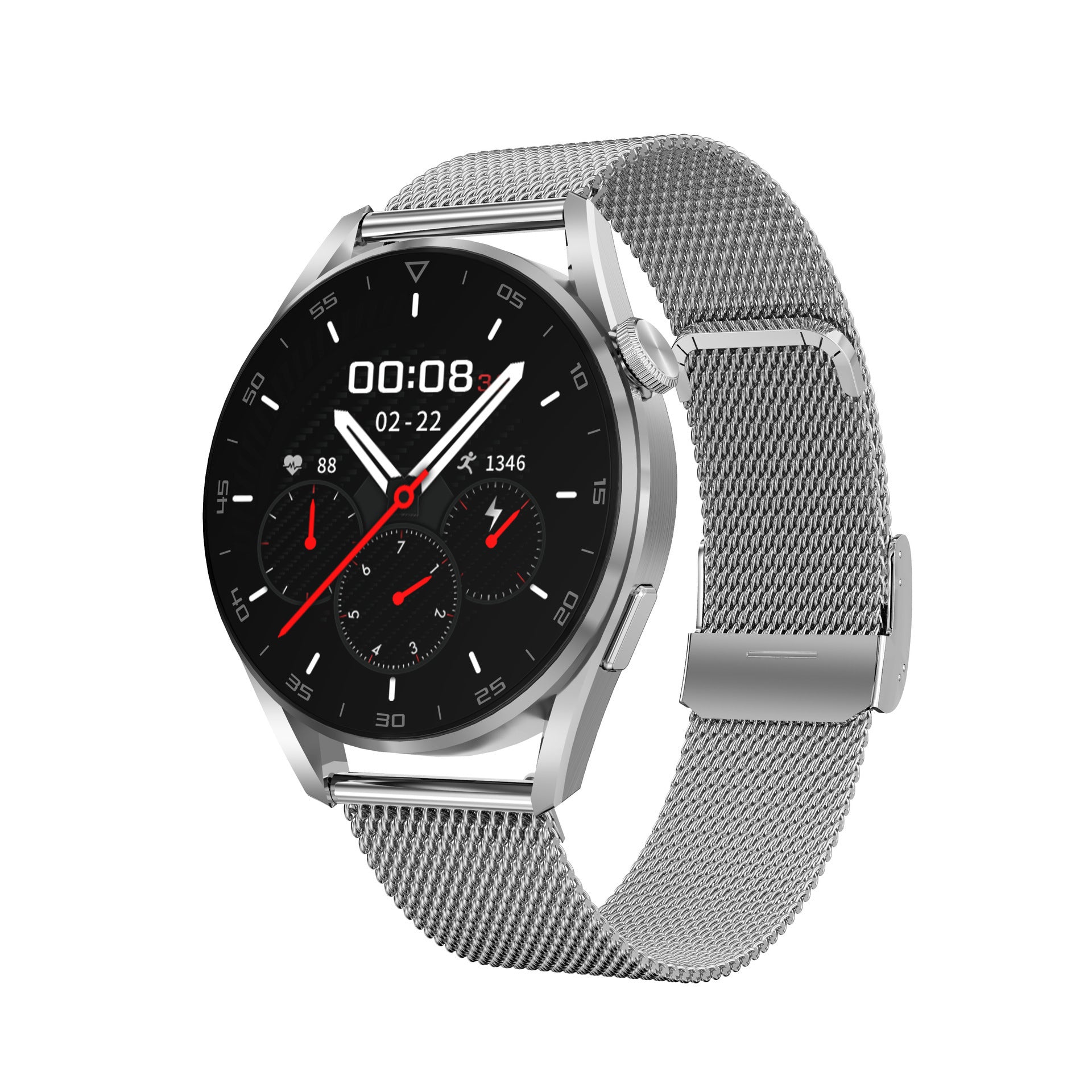 HKM-554067 Bluetooth Smart Watch with Call and QR Code Support, 1.3-Inch Display, 280mAh Battery, Metal Wristband