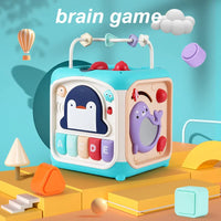 HKM-554131 Multifunctional Hexahedral Drum Toy for Baby Brain Development, 6 in 1 Educational Cube, Ages 3 Months+