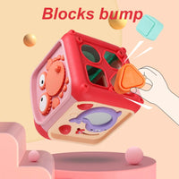 HKM-554131 Multifunctional Hexahedral Drum Toy for Baby Brain Development, 6 in 1 Educational Cube, Ages 3 Months+
