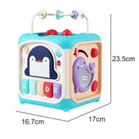HKM-554131 Multifunctional Hexahedral Drum Toy for Baby Brain Development, 6 in 1 Educational Cube, Ages 3 Months+