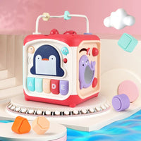 HKM-554131 Multifunctional Hexahedral Drum Toy for Baby Brain Development, 6 in 1 Educational Cube, Ages 3 Months+