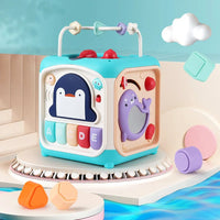 HKM-554131 Multifunctional Hexahedral Drum Toy for Baby Brain Development, 6 in 1 Educational Cube, Ages 3 Months+