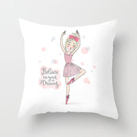 HKM-554771 Ballet Dancing Girl Pillowcase Cover in Polyester - 45x45 cm Character Design