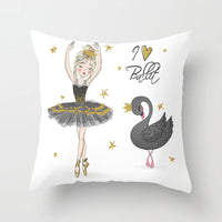 HKM-554771 Ballet Dancing Girl Pillowcase Cover in Polyester - 45x45 cm Character Design