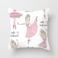 HKM-554771 Ballet Dancing Girl Pillowcase Cover in Polyester - 45x45 cm Character Design