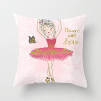 HKM-554771 Ballet Dancing Girl Pillowcase Cover in Polyester - 45x45 cm Character Design