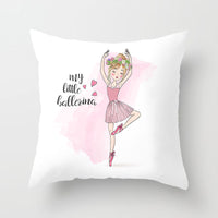 HKM-554771 Ballet Dancing Girl Pillowcase Cover in Polyester - 45x45 cm Character Design