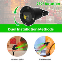 HKM-554835 Outdoor Laser Projector Light - Red and Green Holiday Projector with 3 Modes, 12 Speeds, IP44 Waterproof for Christmas and Halloween Decor