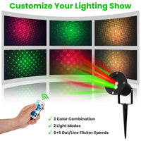 HKM-554835 Outdoor Laser Projector Light - Red and Green Holiday Projector with 3 Modes, 12 Speeds, IP44 Waterproof for Christmas and Halloween Decor