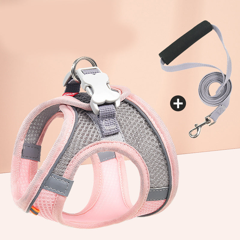HKM-554899 Breathable Mesh Reflective Pet Vest with Traction Rope in Multiple Colors