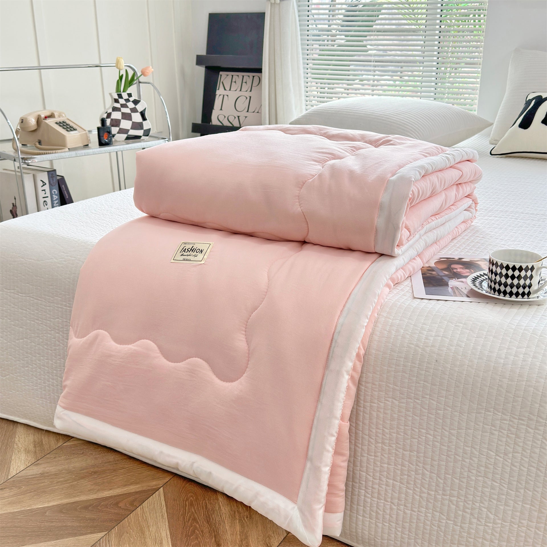 HKM-555027 Solid Color Cooling Duvet - Washable Cotton Quilt for Air Conditioning in Various Sizes