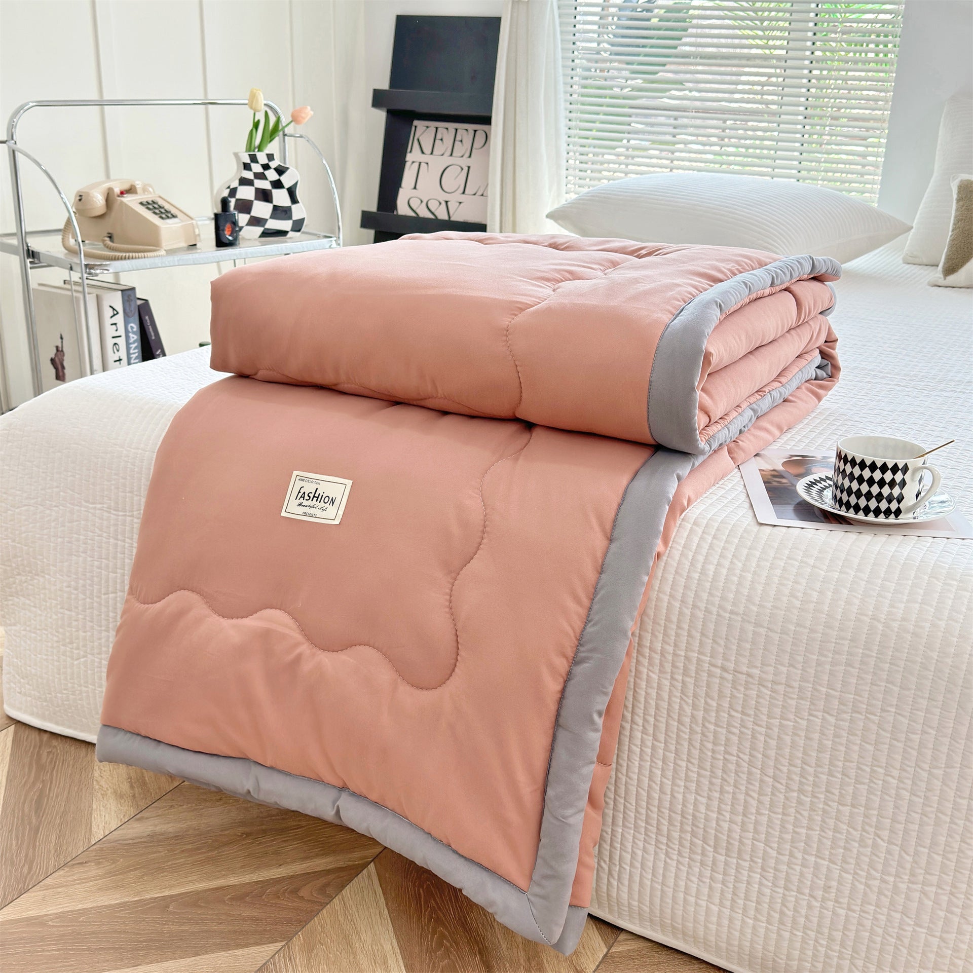HKM-555027 Solid Color Cooling Duvet - Washable Cotton Quilt for Air Conditioning in Various Sizes