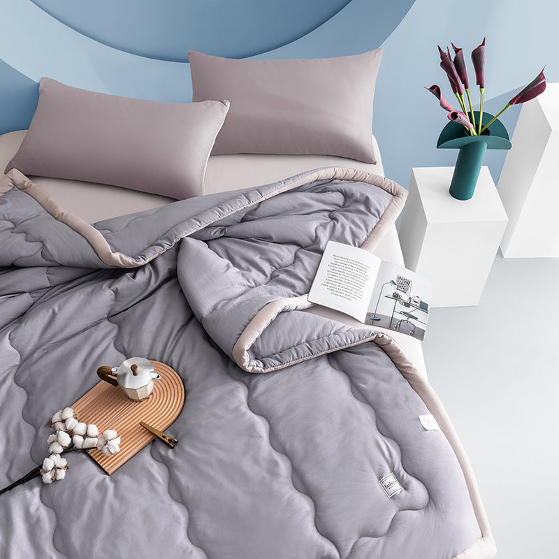 HKM-555027 Solid Color Cooling Duvet - Washable Cotton Quilt for Air Conditioning in Various Sizes