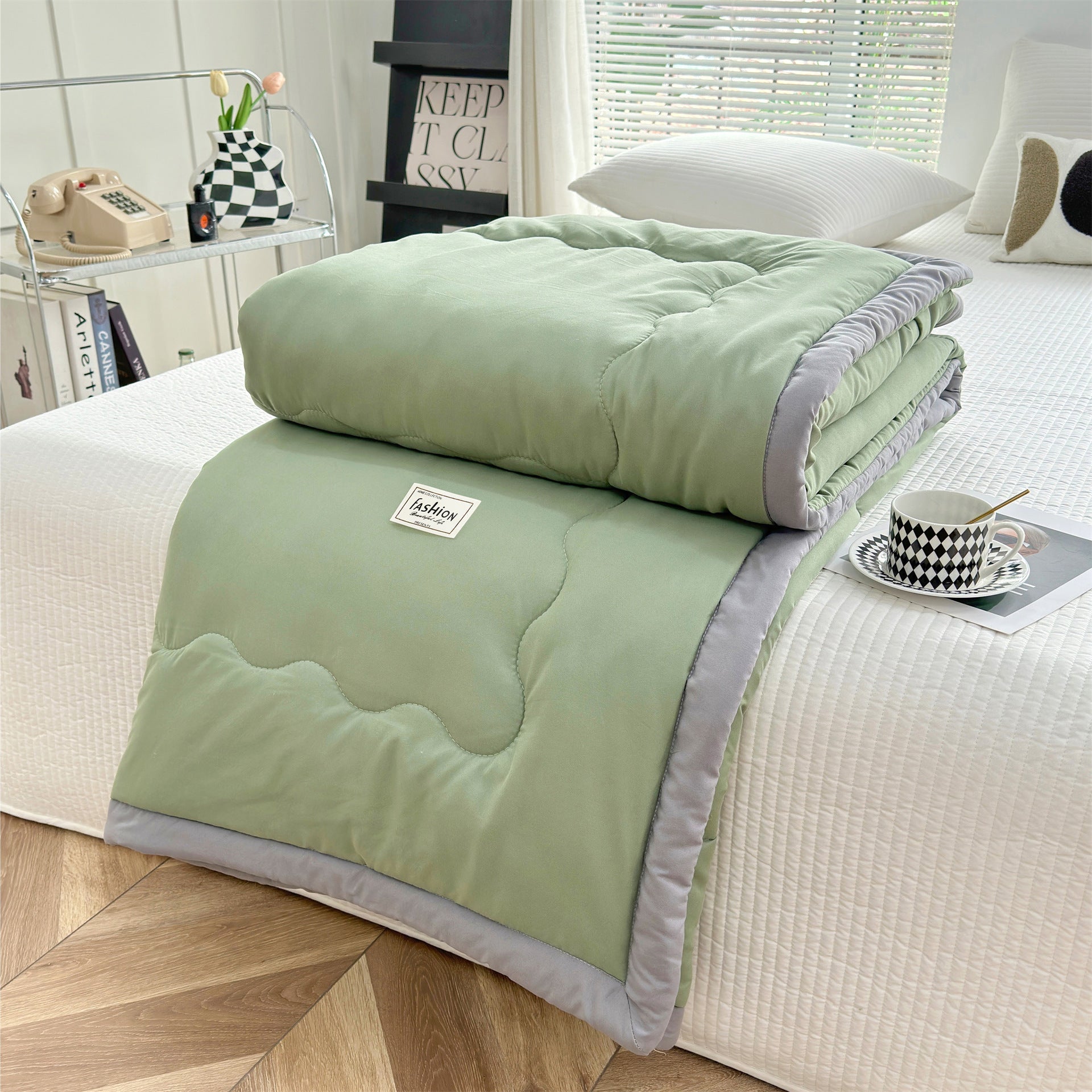 HKM-555027 Solid Color Cooling Duvet - Washable Cotton Quilt for Air Conditioning in Various Sizes