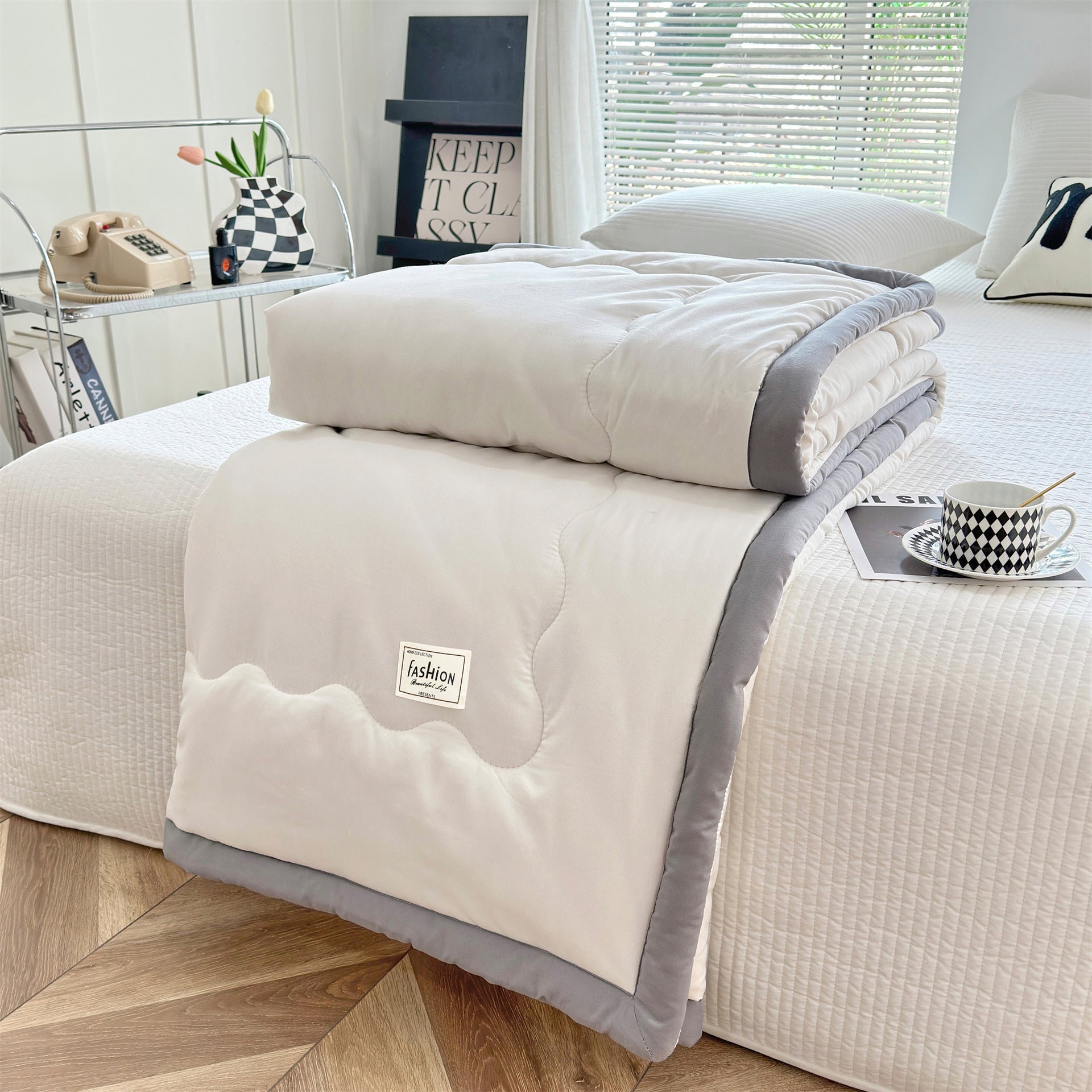 HKM-555027 Solid Color Cooling Duvet - Washable Cotton Quilt for Air Conditioning in Various Sizes