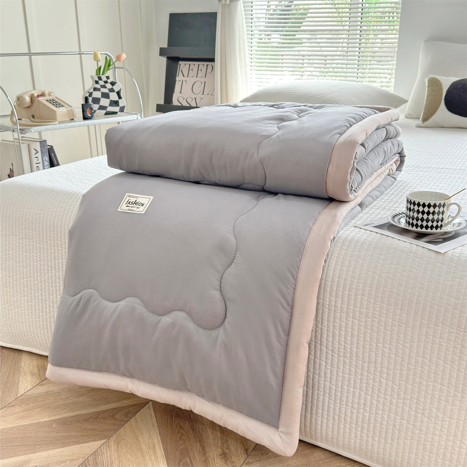 HKM-555027 Solid Color Cooling Duvet - Washable Cotton Quilt for Air Conditioning in Various Sizes