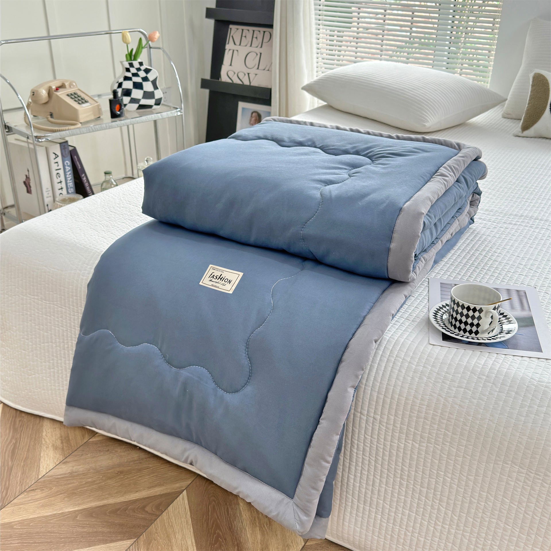 HKM-555027 Solid Color Cooling Duvet - Washable Cotton Quilt for Air Conditioning in Various Sizes