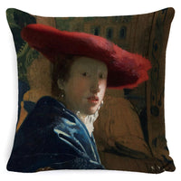 HKM-555091 Modern Minimalist Oil Painting Cushion Cover for Sofa - Cartoon/Anime Design, Various Colors Available, 45x45cm